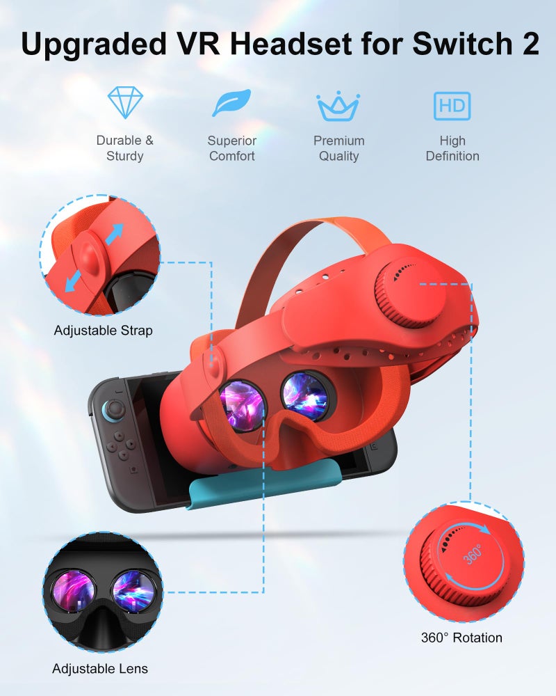STARTRC GAMES Upgraded VR Headset Compatible with Nintendo Switch 2 (2025), Switch 2 Virtual Reality VR Glasses with Adjustable HD Lenses and Comfortable Head Strap, Virtual Boy 3D Goggles for Switch 2 Accessories - Image 5