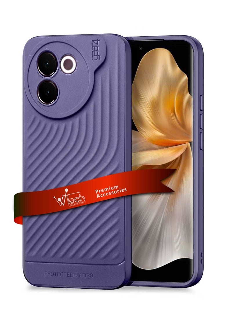 جيرفور Vivo V30e 5G 2024 غطاء حماية من السيليكون السائل مع نسيج مموج - أرجواني باذنجاني - Image 1
