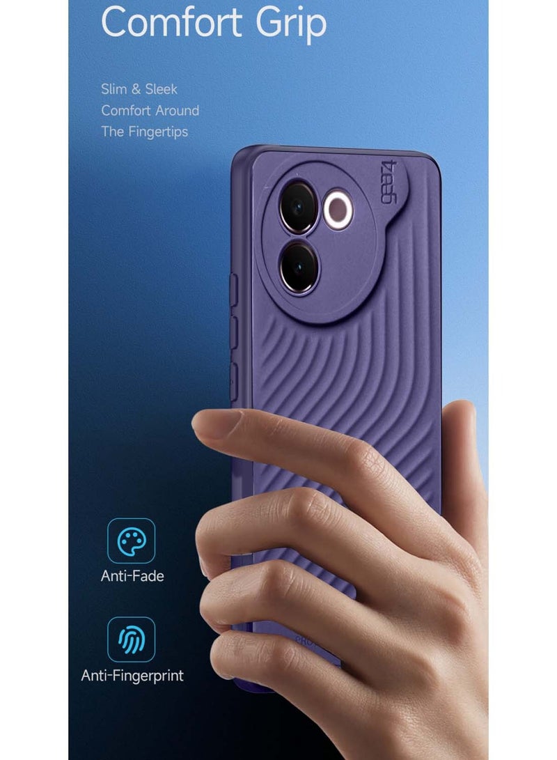 جيرفور Vivo V30e 5G 2024 غطاء حماية من السيليكون السائل مع نسيج مموج - أرجواني باذنجاني - Image 2