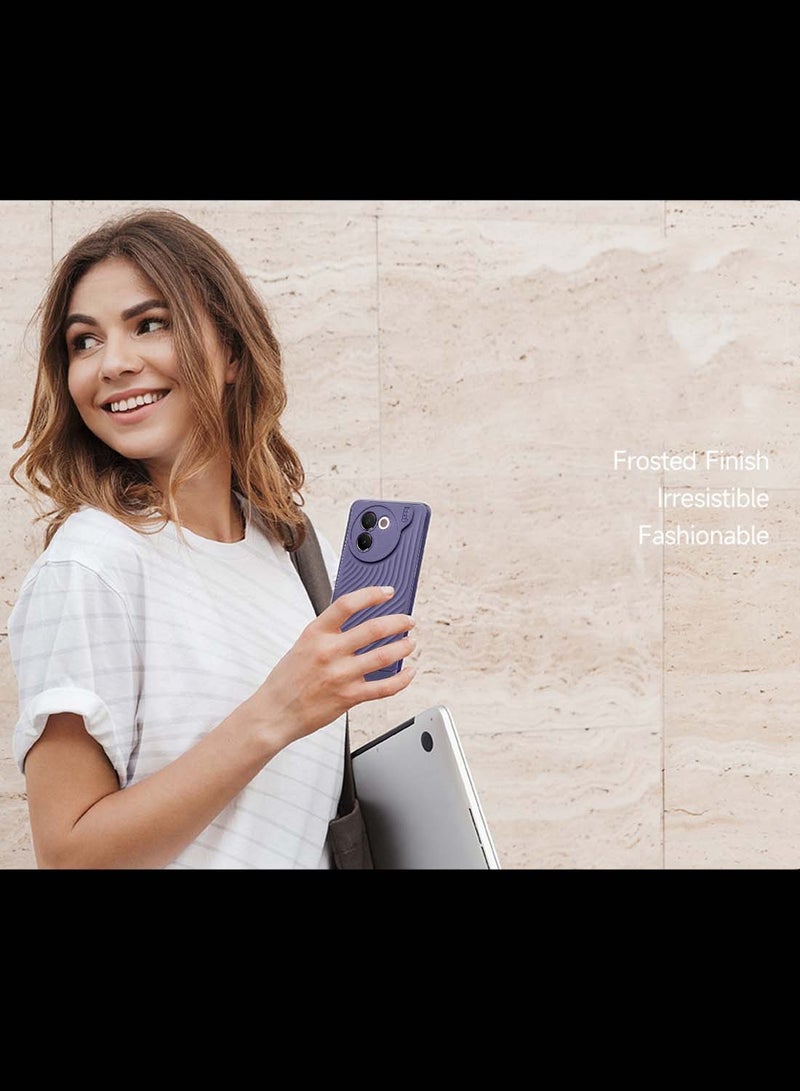 جيرفور Vivo V30e 5G 2024 غطاء حماية من السيليكون السائل مع نسيج مموج - أرجواني باذنجاني - Image 5