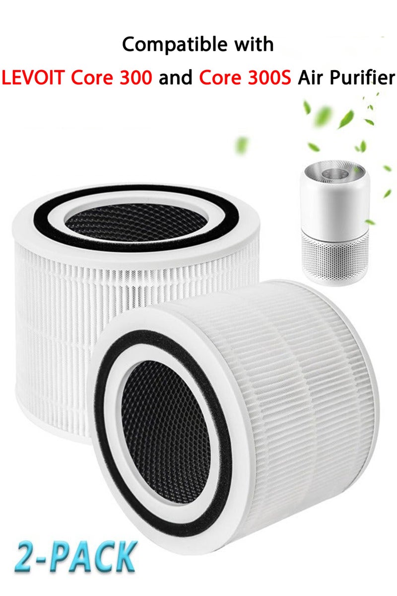 2 Pack Core 300 Replacement Filter Compatible with LEVOIT Core 300 and Core 300S Air Purifier, 3-in-1 H13 True HEPA Filter and Activated Carbon - Compared to Part # Core 300-RF - Image 1