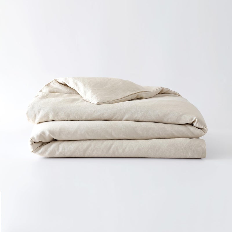 Baloo 100 French Linen Duvet Cover for Weighted Blanket Oatmeal 42x72 Throw Size Cooling Soft Durable Certified European Flax
