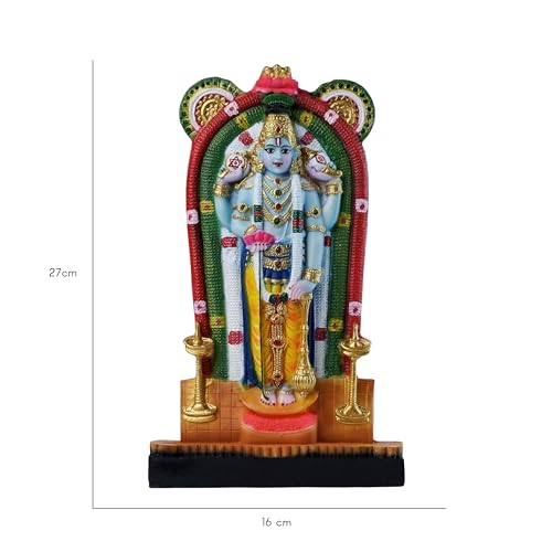 Newven Guruvayurappan Idol Showpiece Guruvayoor Krishna Statue Decorative Figurine for Home Decor Craft Gifts for House Warming for Living Room, Multicolour, 27 X 16 X 5 CM, Resin, Idol - Image 2