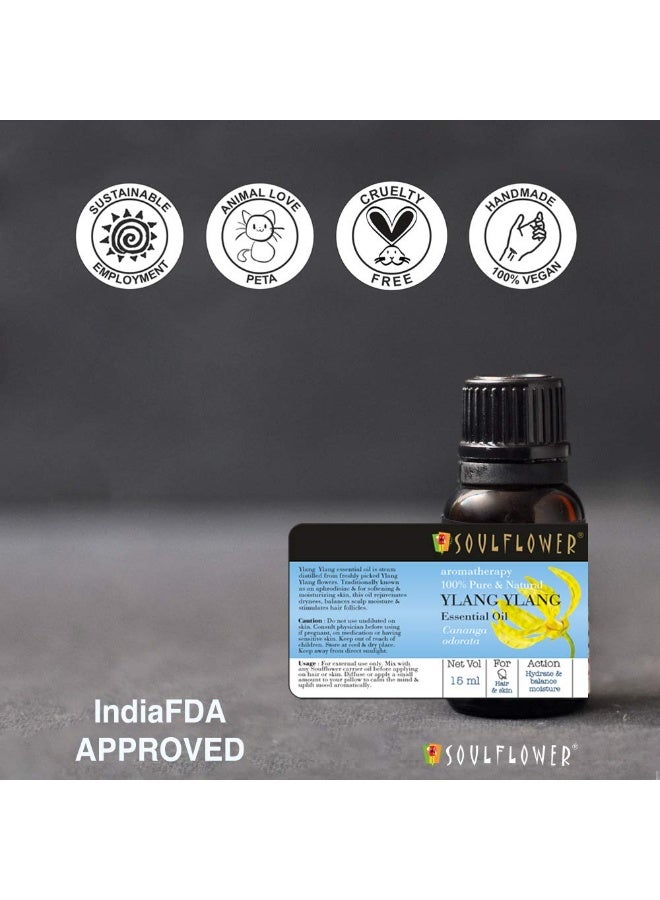 Soulflower Ylang Essential Oil for Strengthen Hair Roots, Control Hair Fall, Skin Moisture, Controls Acne, Aromatherapy - 100% Pure, Natural & Undiluted Premium Essential Oil, 15ml - Image 3