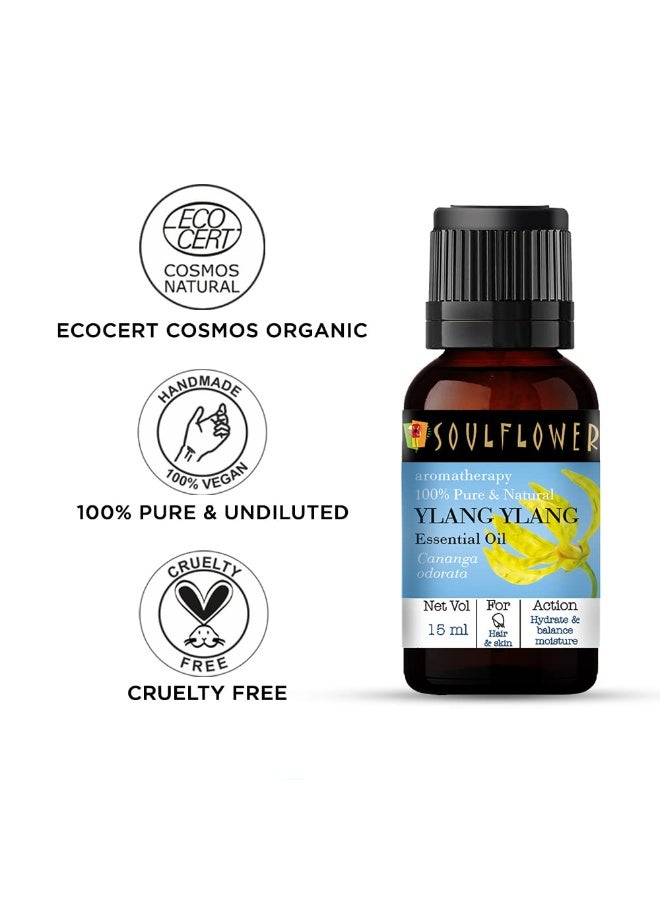 Soulflower Ylang Essential Oil for Strengthen Hair Roots, Control Hair Fall, Skin Moisture, Controls Acne, Aromatherapy - 100% Pure, Natural & Undiluted Premium Essential Oil, 15ml - Image 2