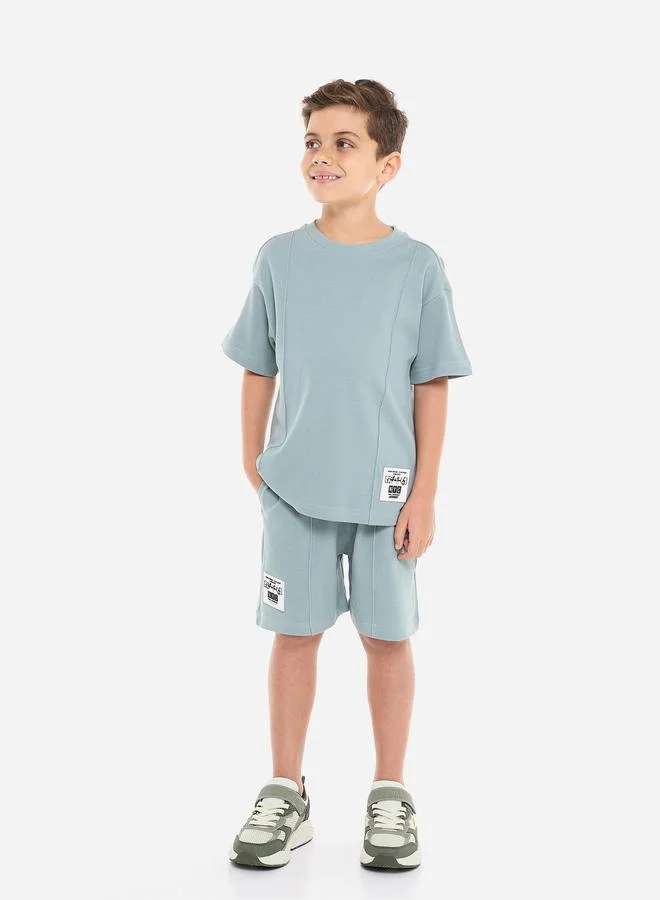 victor and jane Victor And Jane Boys Textured Knit Cotton T-Shirt and Shorts Set
