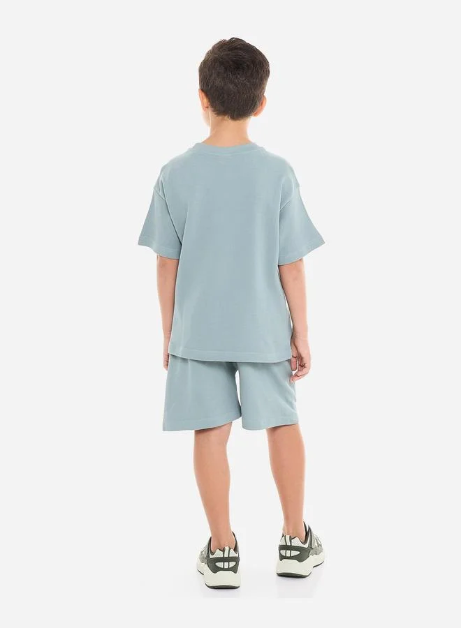 victor and jane Victor And Jane Boys Textured Knit Cotton T-Shirt and Shorts Set