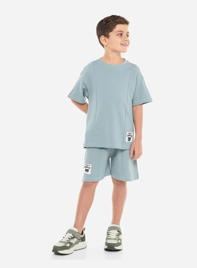 victor and jane Victor And Jane Boys Textured Knit Cotton T-Shirt and Shorts Set