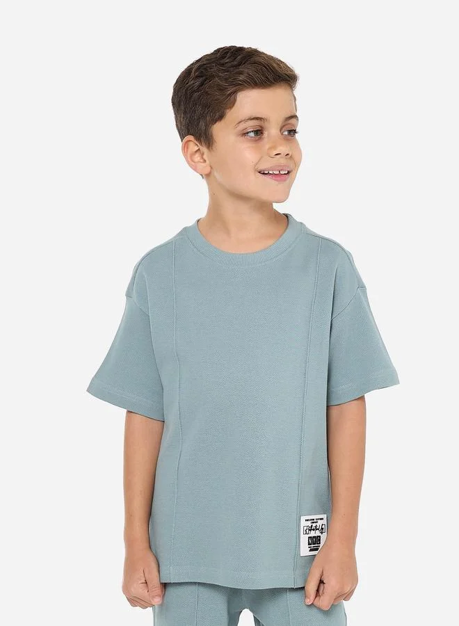 victor and jane Victor And Jane Boys Textured Knit Cotton T-Shirt and Shorts Set