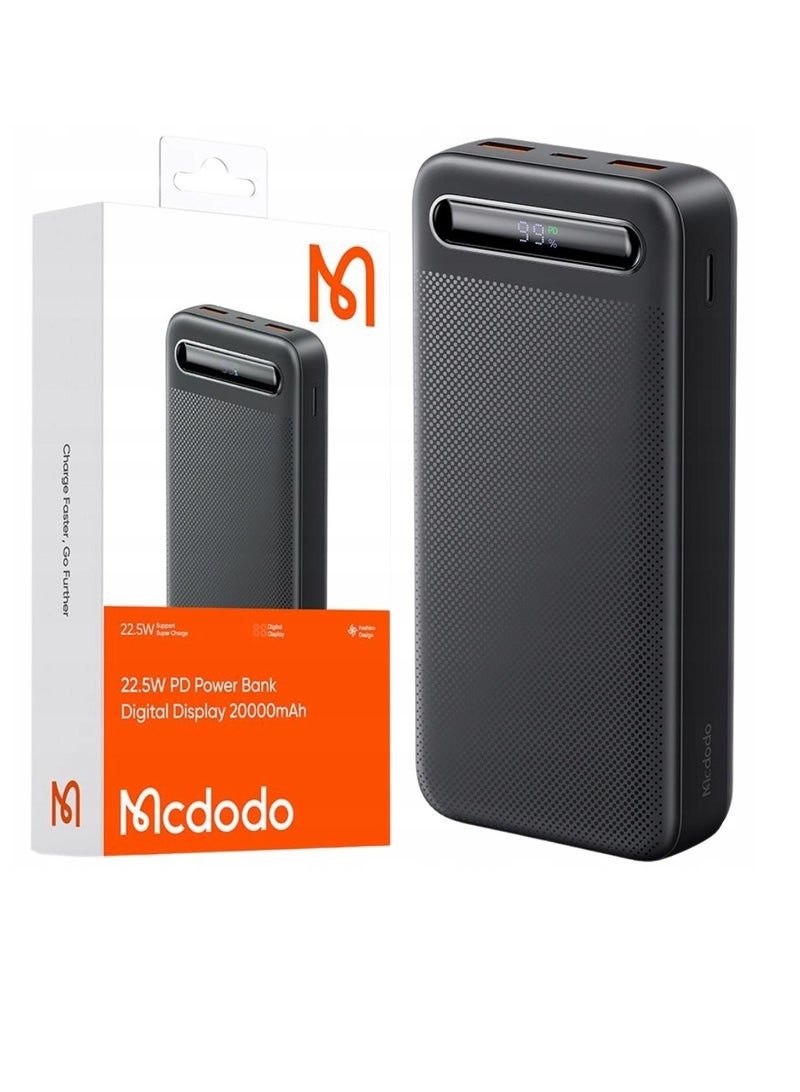 مكدودو ماكدودو MC3891 باور بانك 22.5 وات PD+QC سعة 20000 مللي أمبير في الساعة أسود - Image 1