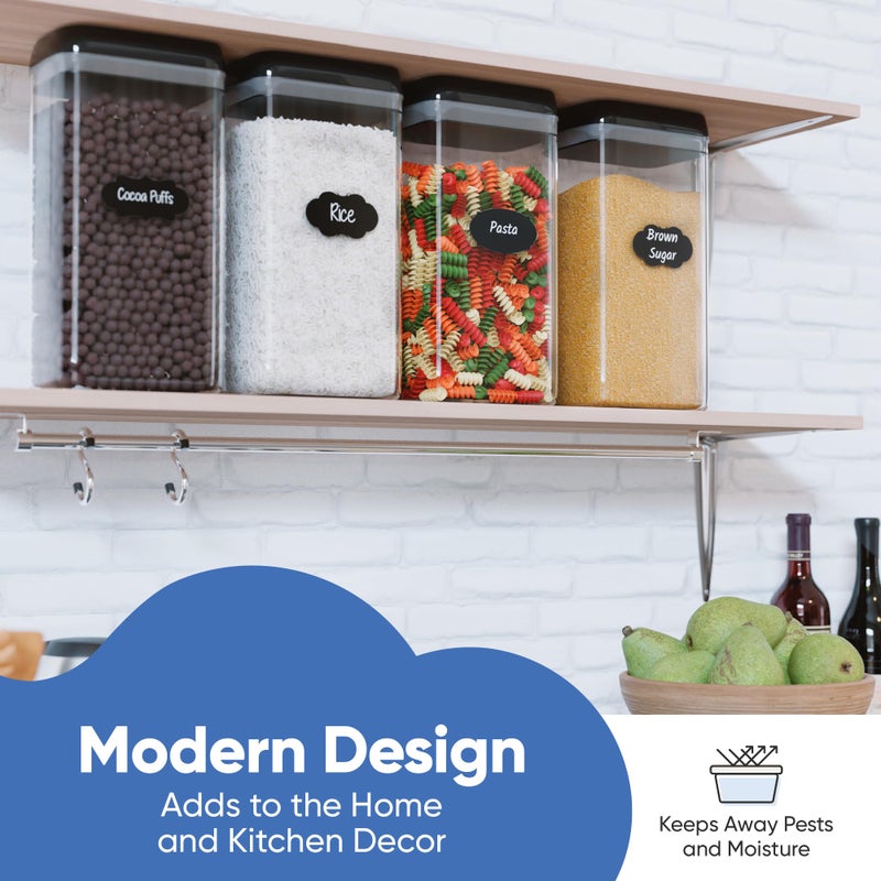 Chef's Path Airtight Food Storage Boxes with Labels - Kitchen Storage - Flour, Cereal, Pasta - Plastic Storage Boxes with Lids (4pcs-3.2L) - Image 5