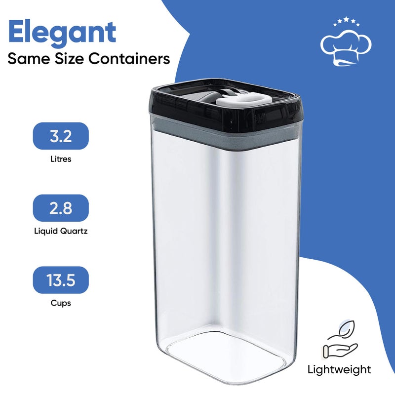 Chef's Path Airtight Food Storage Boxes with Labels - Kitchen Storage - Flour, Cereal, Pasta - Plastic Storage Boxes with Lids (4pcs-3.2L) - Image 4