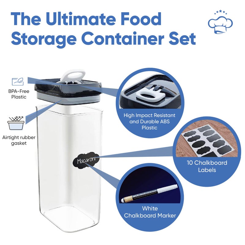 Chef's Path Airtight Food Storage Boxes with Labels - Kitchen Storage - Flour, Cereal, Pasta - Plastic Storage Boxes with Lids (4pcs-3.2L) - Image 2