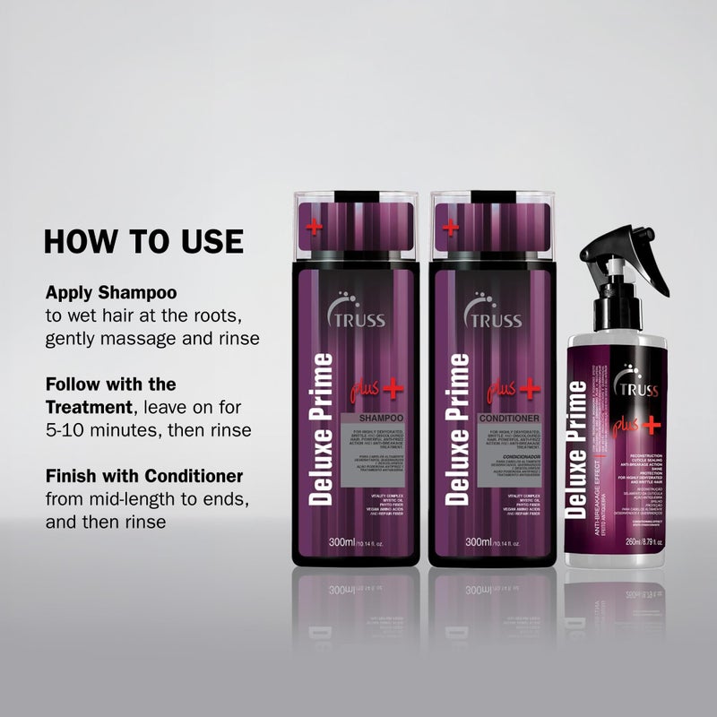 TRUSS Deluxe Prime Plus Anti Breakage Hair Spray - Rinse-Out Damaged Hair Treatment for Cuticle Sealing & Protection - Helps to Repair, Strengthen & Reconstruct Dry & Brittle Strands (8.79 oz) - Image 4