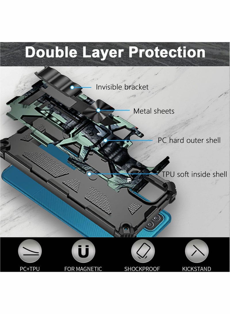 SYOSI Case for Samsung Galaxy A12 Case M12 Case with Kickstand Camo Grade Rugged Cover Drop Protection Shockproof Built-in Magnetic Case for Samsung A12 M12 Cover Case Mint Green - Image 3