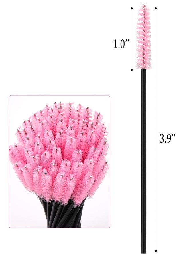 بي تي واي ام اس مجموعة BTYMS المكونة من 500 قطعة من فرش الماسكارا وفرش الحواجب وفرش وضع الرموش للاستخدام مرة واحدة - لون وردي - Image 2