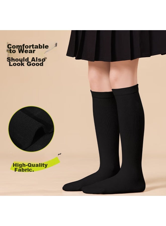 Smart Friends Zhiyou Children's Mid-calf Socks, Girls' High Socks, Spring And Autumn, Black, For Girls And Toddlers, Long Socks, Student White Autumn And Winter School Uniform Cotton Socks - Image 3
