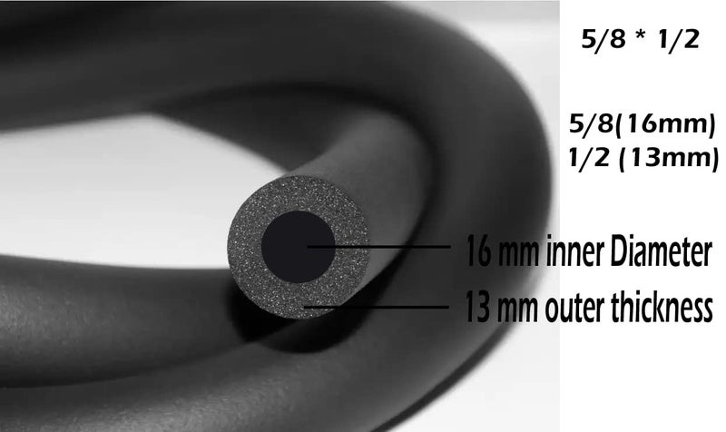 EVNCOM AC Insulation Tube AC Pipe Nitrile Tube Insulated Tube for Copper Pipe Thermal Insulation Tube Rubber Tube Multipurpose Work 5/8 ID X 1/2 THK 16MM Inner Diameter 13MM Outer Thk - Image 3