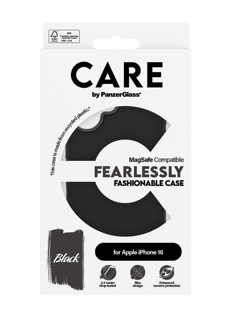 PanzerGlass حافظة هاتف CARE من PanzerGlass® لهاتف آبل آيفون 16، تصميم نحيف باللون الأسود، مظهر أنيق وعصري، حماية معززة للكاميرا، مواد معاد تدويرها، توافق سلس مع MagSafe - Image 3