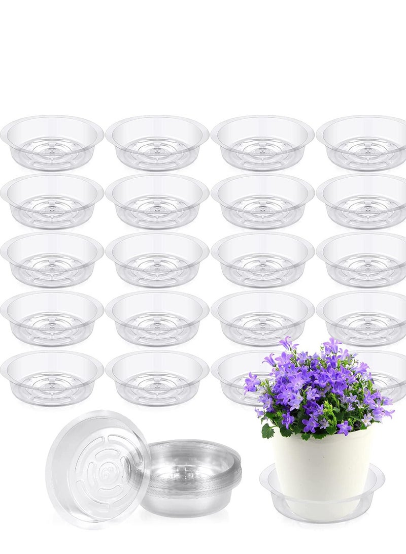 SOLARAE Plastic Plant Saucer Thickened Drip Trays 6 Inch Clear Water Plate Dish for Pot Indoor Outdoor Garden Container Planters Drainage Deep 30 Pcs - Image 1