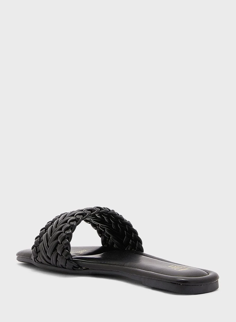 ELLA Braided Square Toe Flat Sandal