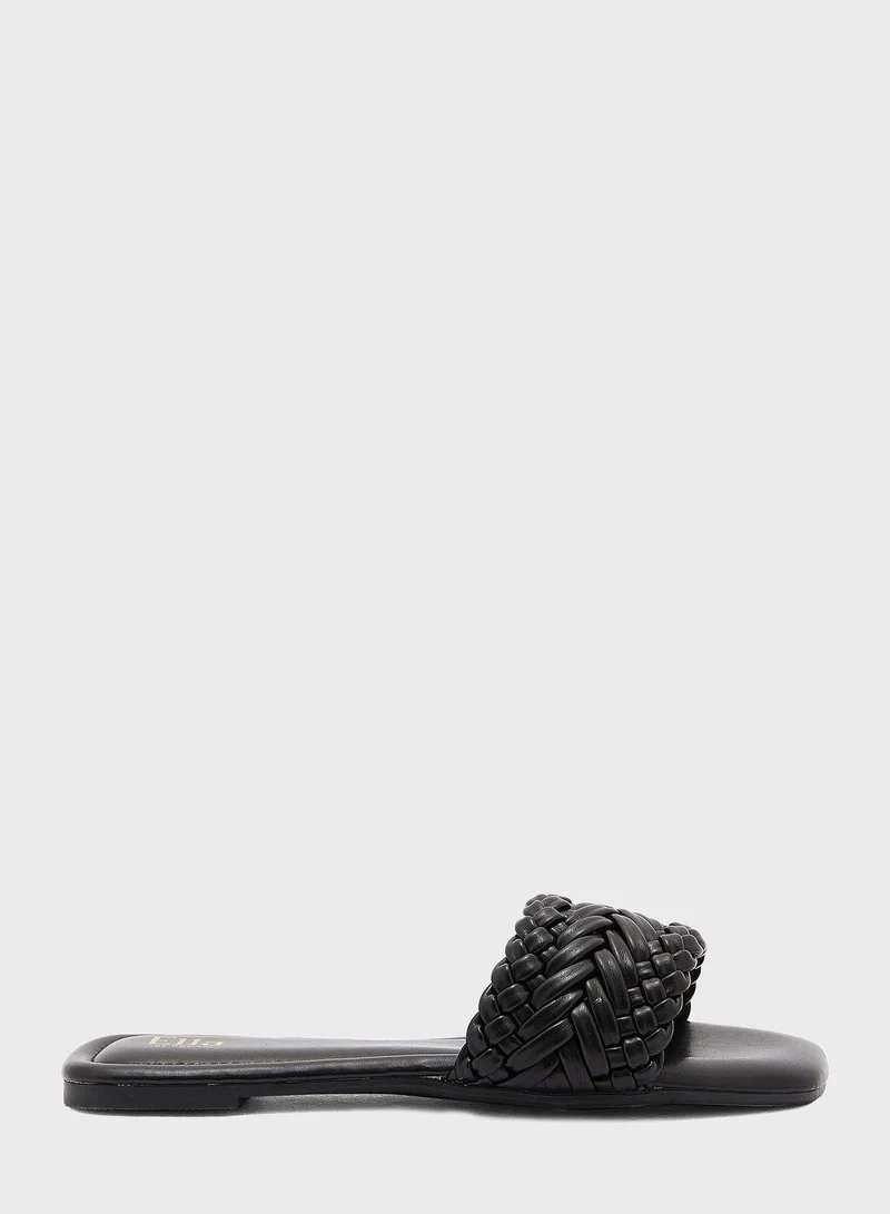 ELLA Braided Square Toe Flat Sandal