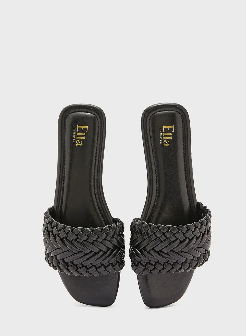 ELLA Braided Square Toe Flat Sandal