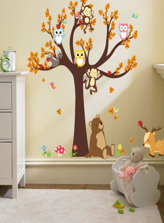 Pumkins Woodland Animal Tree Wall Stickers for Kids Room | Cute Forest Animals Owl Bear Deer | Large Tree Decals for Nursery Playroom Bedroom | Peel & Stick | 2 Sheets Each 90x30cm Covers 100x100cm - Image 3