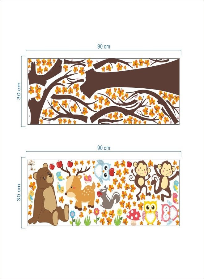 Pumkins Woodland Animal Tree Wall Stickers for Kids Room | Cute Forest Animals Owl Bear Deer | Large Tree Decals for Nursery Playroom Bedroom | Peel & Stick | 2 Sheets Each 90x30cm Covers 100x100cm - Image 5
