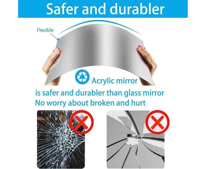Acrylic Mirror Shatterproof High-Definition Imaging - Easy Installation With Foam Tape DIY Decor for Home Room Decoration - Image 2