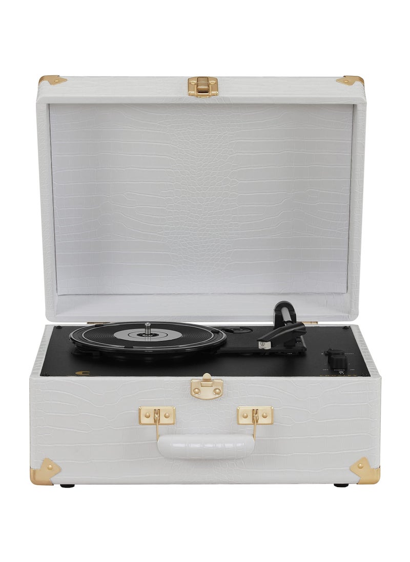 Crosley - Crosley CR6253B-WC Anthology Vintage 3-Speed Bluetooth in/Out Suitcase Turntable White Crocodile - Image 1