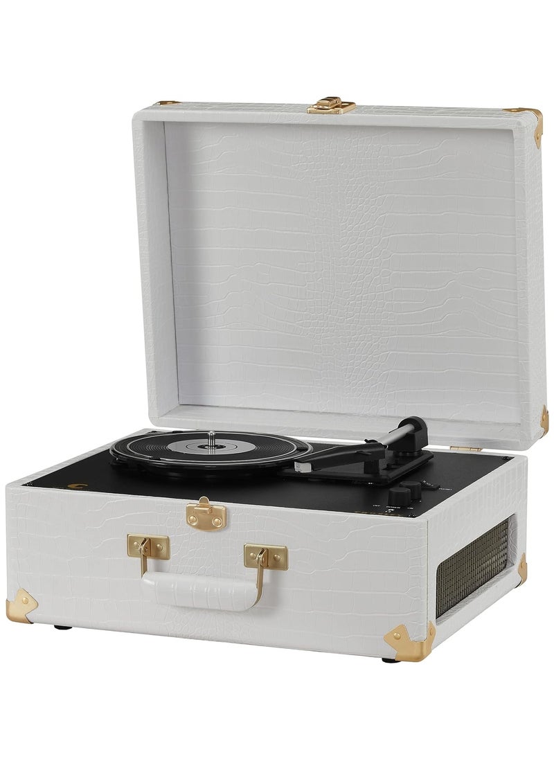 Crosley - Crosley CR6253B-WC Anthology Vintage 3-Speed Bluetooth in/Out Suitcase Turntable White Crocodile - Image 1