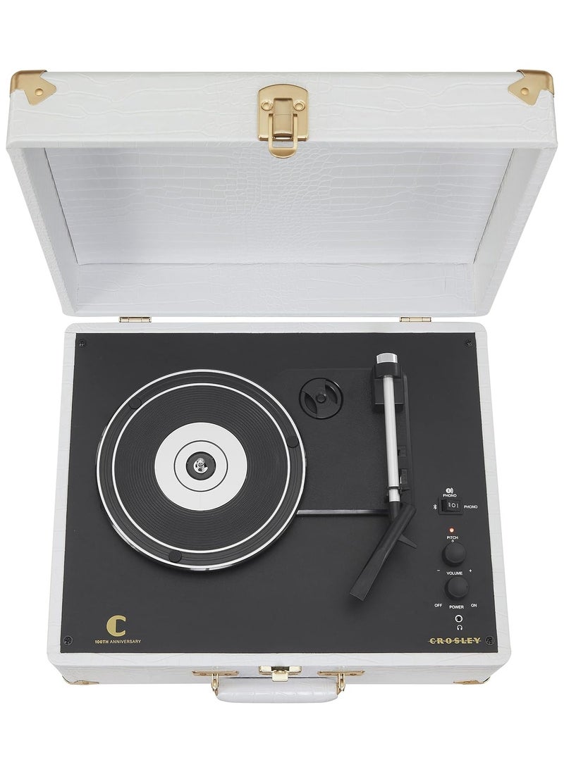 Crosley - Crosley CR6253B-WC Anthology Vintage 3-Speed Bluetooth in/Out Suitcase Turntable White Crocodile - Image 1