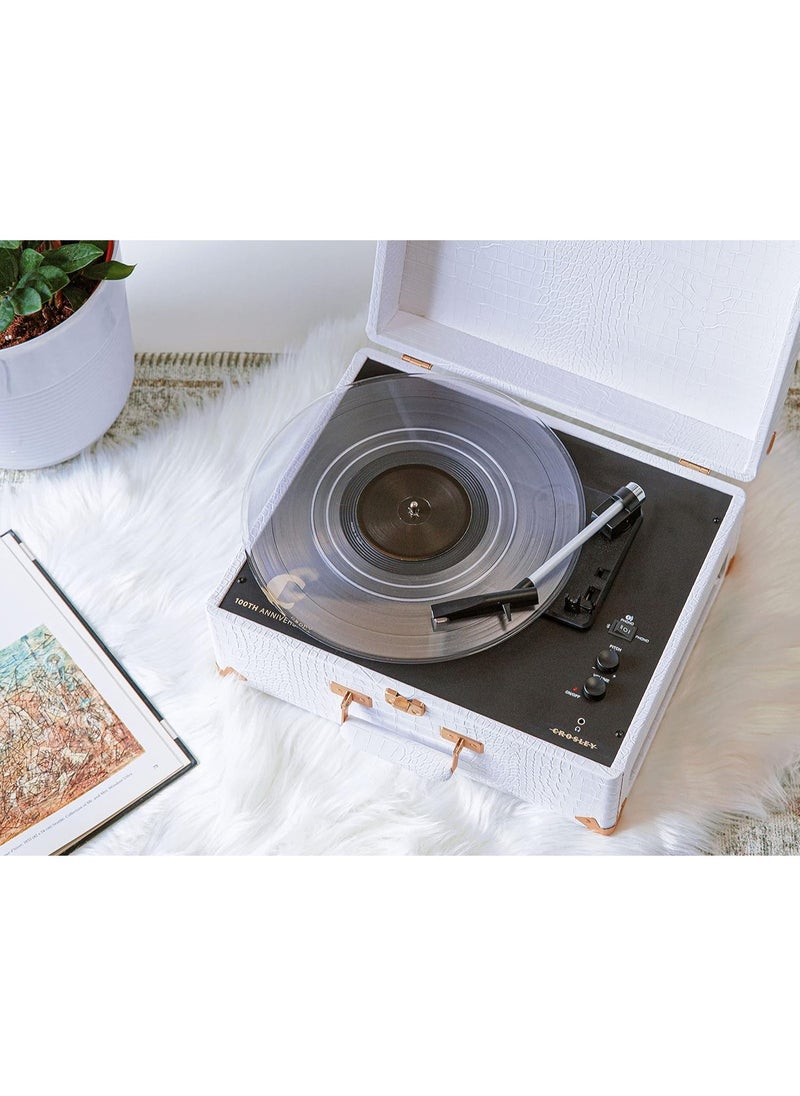 Crosley - Crosley CR6253B-WC Anthology Vintage 3-Speed Bluetooth in/Out Suitcase Turntable White Crocodile - Image 1
