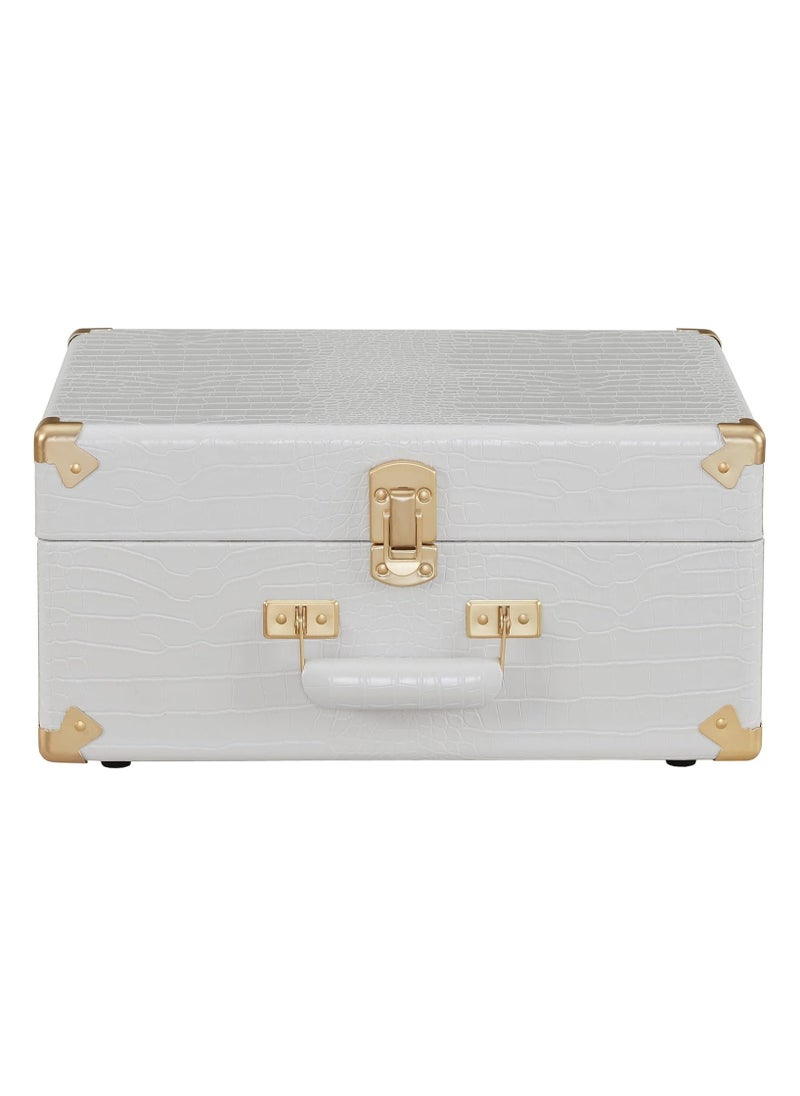 Crosley - Crosley CR6253B-WC Anthology Vintage 3-Speed Bluetooth in/Out Suitcase Turntable White Crocodile - Image 1