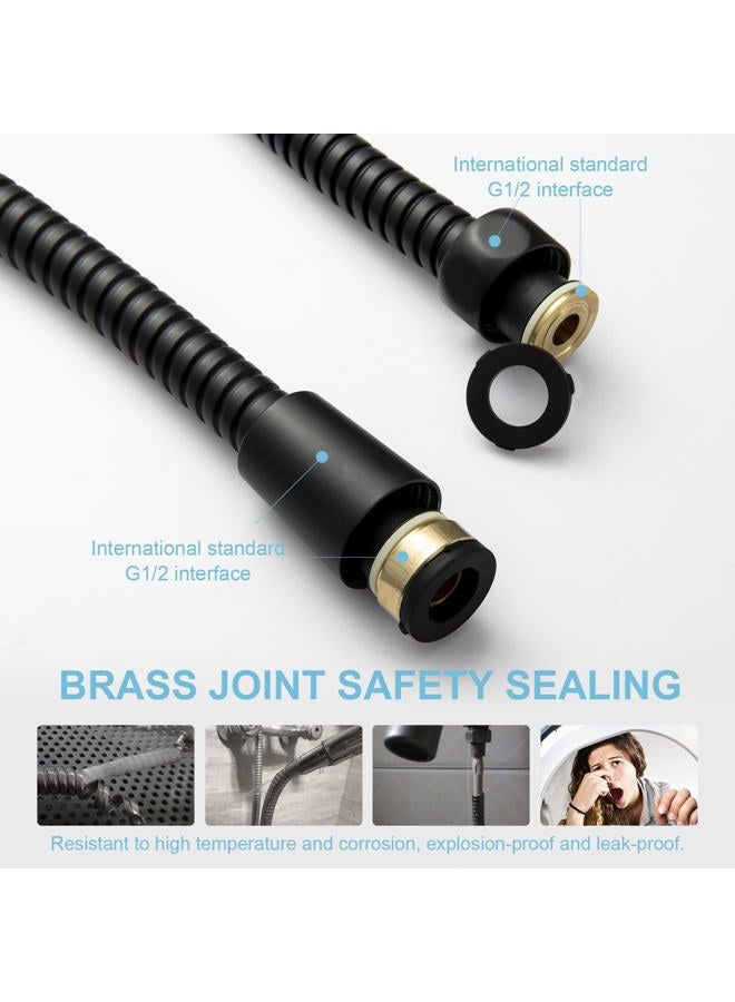 Offo Shower Hose, 100 in Kink Free Stainless Steel Shower Hose Attachment Electroplating Handheld Shower Head Hose Flex Hoses Extension with Brass Insert & Nut for Pet Bathing Cleaning, Matte Black - Image 4