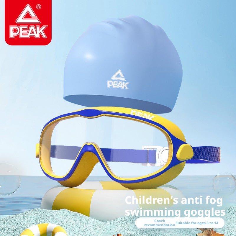 Kids Swim Goggles Set with Swim Cap, Large Frame Anti-Fog Waterproof HD for Boys and Girls - Image 1