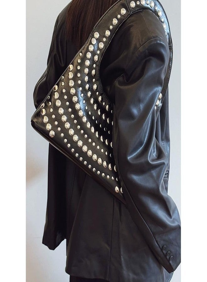 CUXVA Studded Purses Y2k Shoulder Bag 90s Punk Women Small Shouder Purse PU Leather Designer Handbags - Image 2