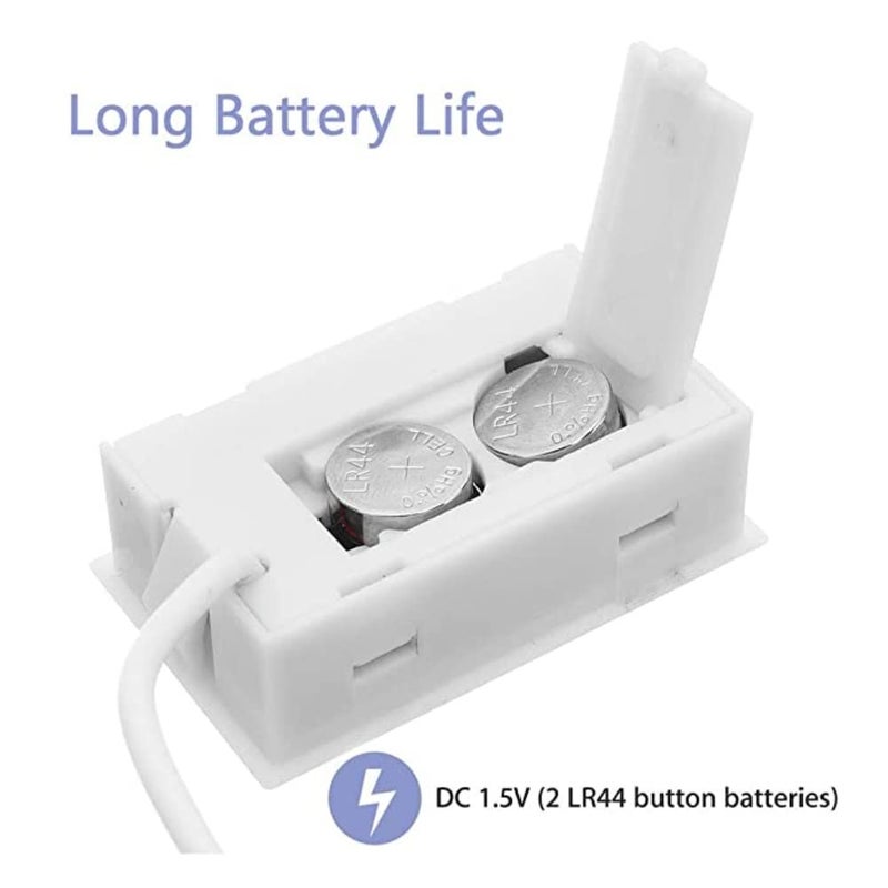 Robodo مقياس حرارة ورطوبة رقمي مع مستشعر درجة الحرارة ومقياس رطوبة مع مسبار (أبيض) مع بطارية LR44 مرفقة - Image 3