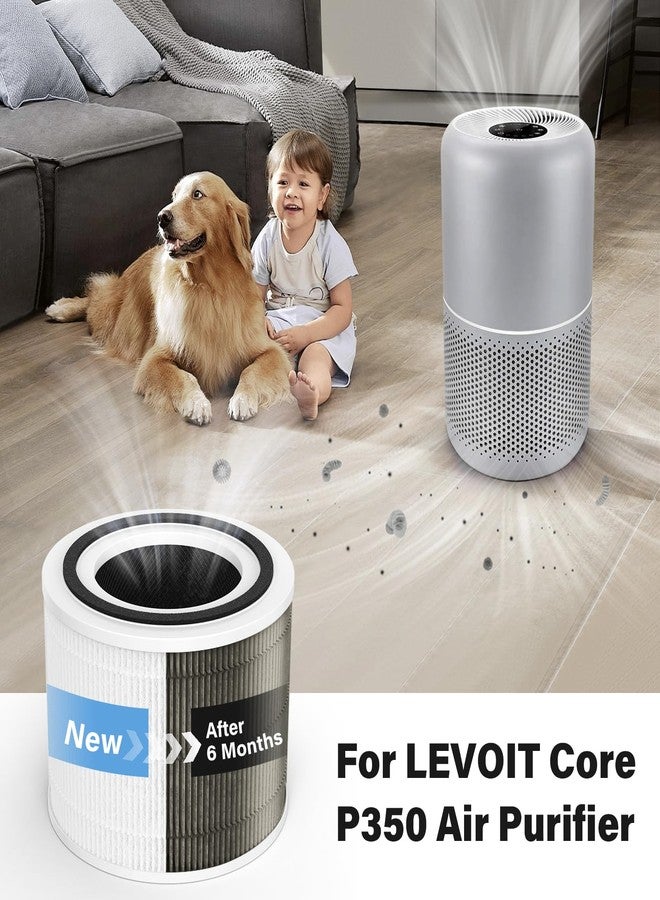 FMDZFL P350 Replacement Filter for LEVOIT Core P350 Air Purifier, Pet Care True HEPA Filter Replacement, Part # Core P350-RF, 4 Pack - Image 2