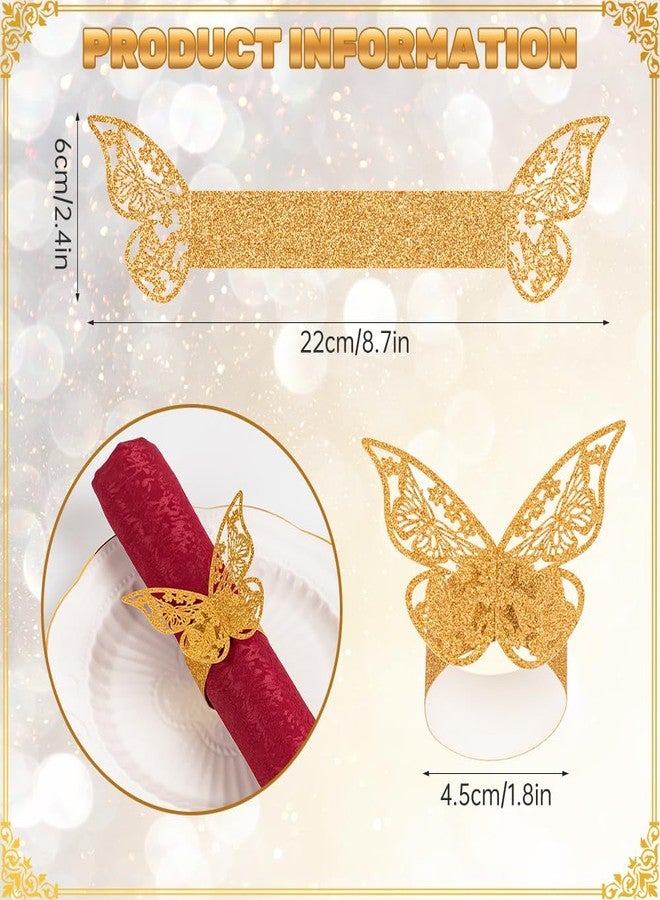NPKRRSK 100pcs Napkin Rings 3D Butterfly Shape Frosted Paper Napkin Holder for Birthday Dining Weddings Anniversary Restaurant Party Banquet Table Decor - Image 3