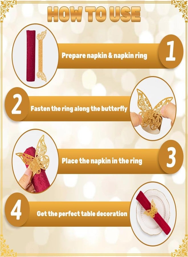 NPKRRSK 100pcs Napkin Rings 3D Butterfly Shape Frosted Paper Napkin Holder for Birthday Dining Weddings Anniversary Restaurant Party Banquet Table Decor - Image 5