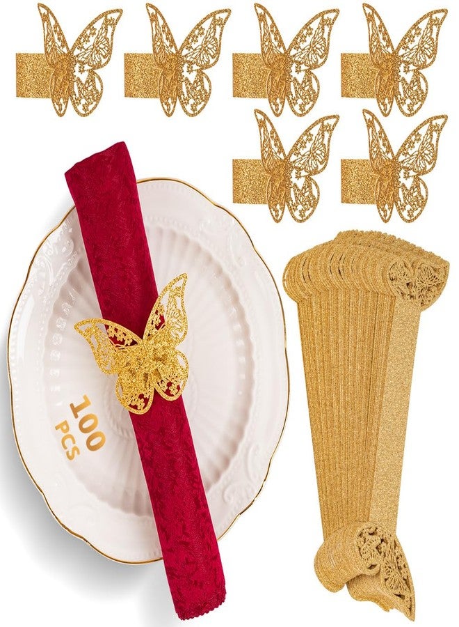NPKRRSK 100pcs Napkin Rings 3D Butterfly Shape Frosted Paper Napkin Holder for Birthday Dining Weddings Anniversary Restaurant Party Banquet Table Decor - Image 1