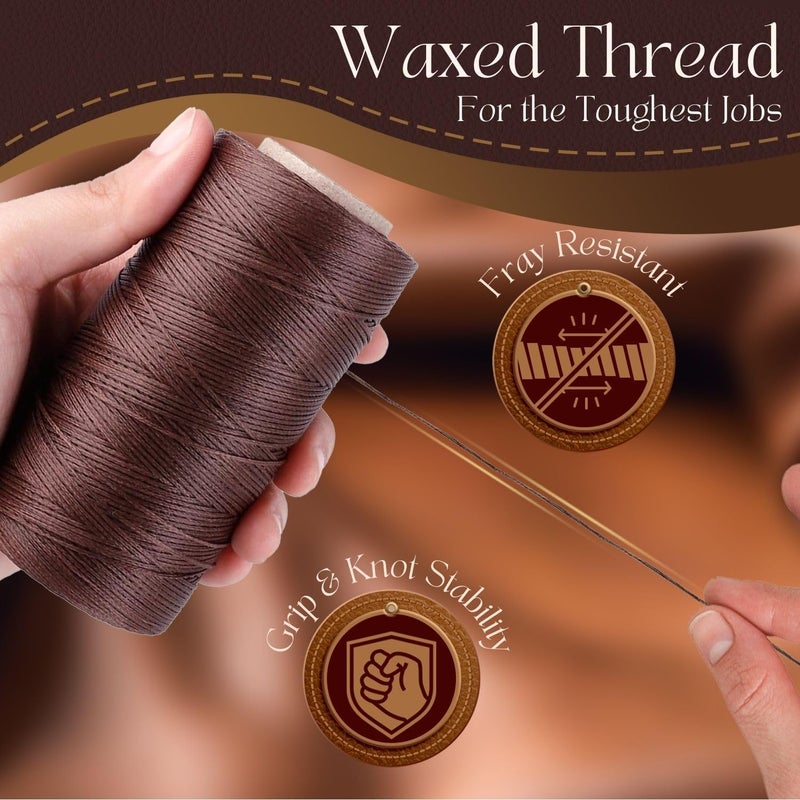 Flexzion Waxed Thread, Wax String, Coated Cord Heavy Duty Polyester 284Yard 1mm 150D for Bracelets, Leather Craft Stitching Sewing, Book Binding, DIY Handcraft (Dark Brown) - Image 3