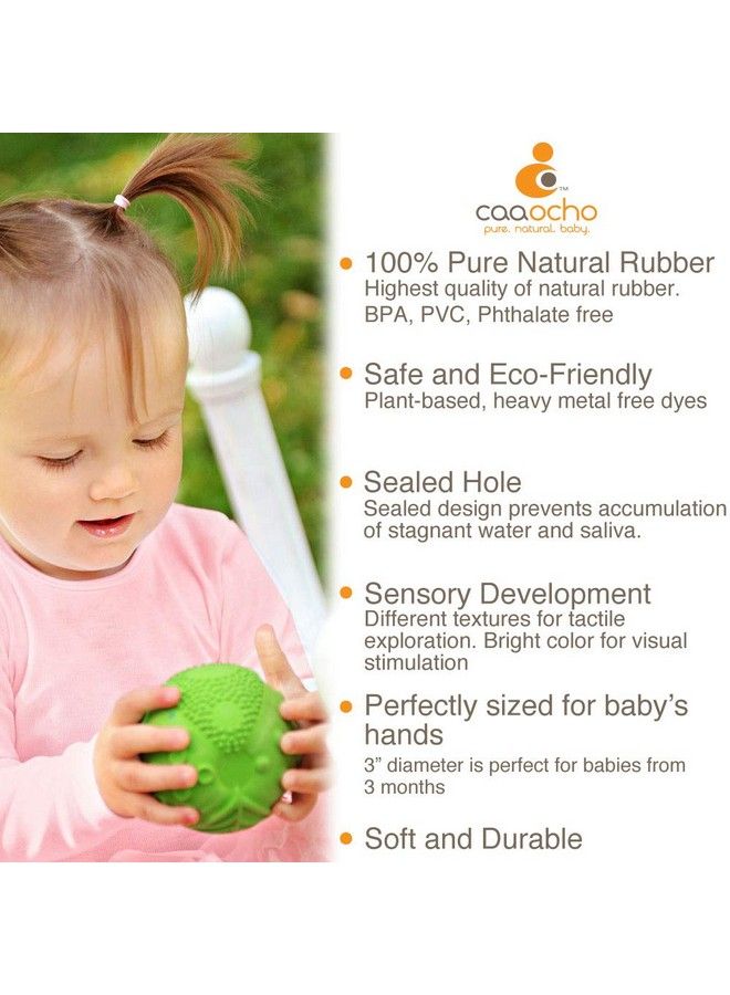 CaaOcho Pure Natural Rubber Sensory Ball (3") Meadow Sealed Hole Promotes Sensory Development Bright Colors Perfect Bouncer Bpa Free Pvc Free Hole Free Sensory Ball For Baby - Image 3