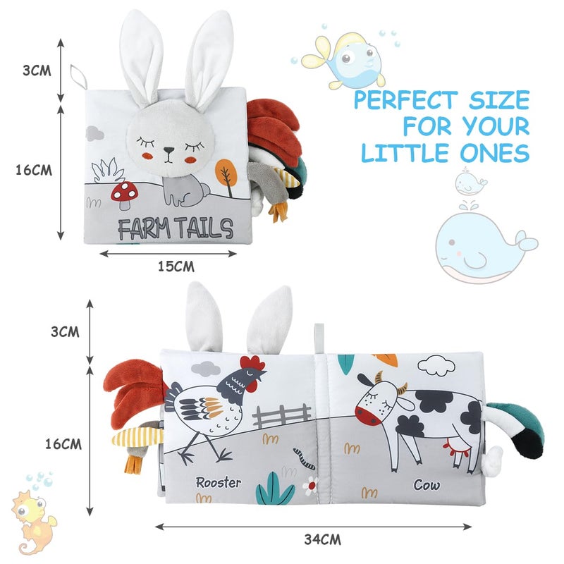 Vicloon Cloth Books, 3D Touch Feel High Contrast Cloth Book, Baby Books Toys for Baby 0-12 Months, Soft Baby Books Touch and Feel Crinkle for Infants Toddler Gifts Toy(Rabbit) - Image 2