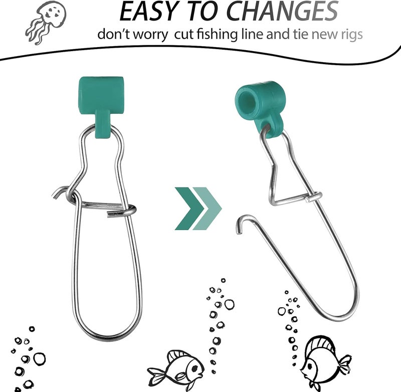 Sumind 50 Pieces Fishing Line Sinker Slides with Duo Lock Fishing Clips with Hooked Snap Sinker Line Connector Tackle - Image 3