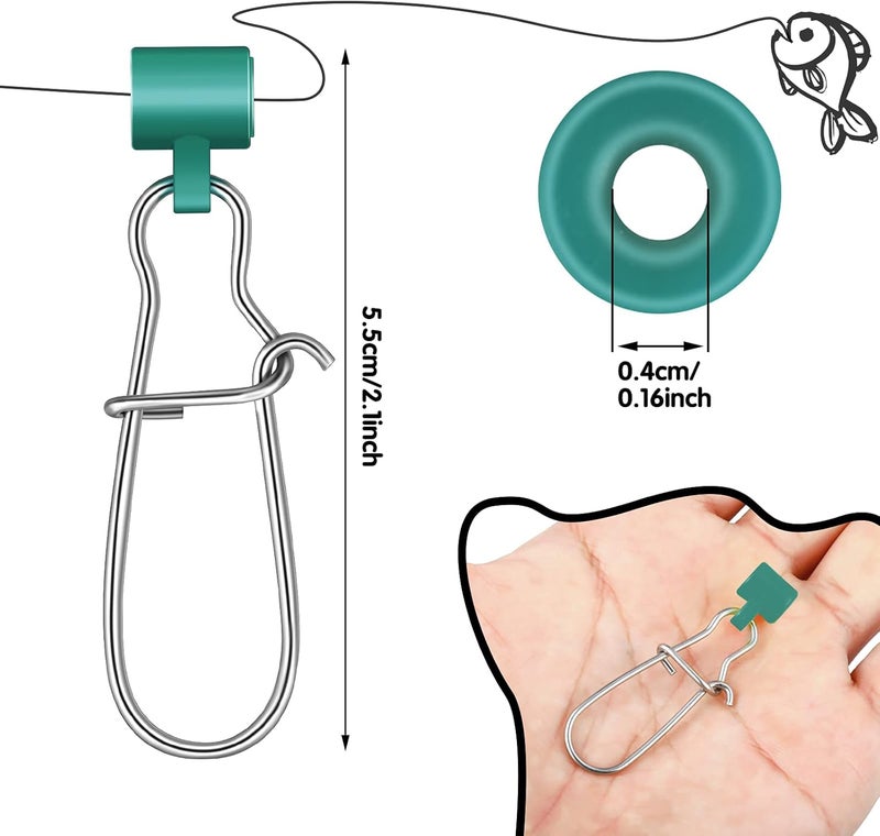 Sumind 50 Pieces Fishing Line Sinker Slides with Duo Lock Fishing Clips with Hooked Snap Sinker Line Connector Tackle - Image 2