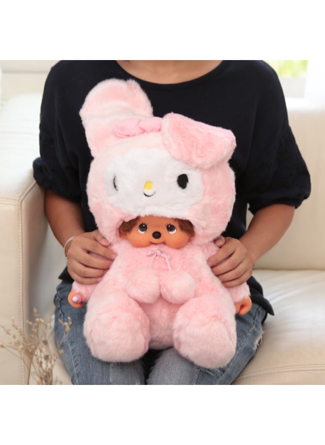 Meng Qiqi 45cm Animal Sitting Posture Transformation Cartoon Super Cute Doll Animation Doll Entity Store Trendy Play Cross-Border-Color:Merlot Rabbit-Height:35cm Sitting Height