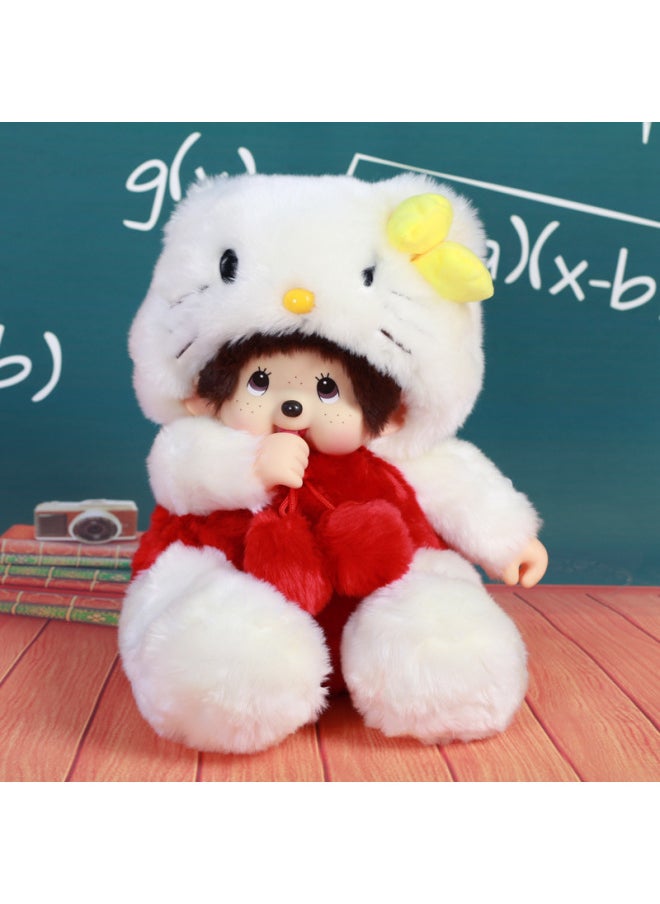 Meng Qiqi 45cm Animal Sitting Posture Transformation Cartoon Super Cute Doll Animation Doll Entity Store Trendy Play Cross-Border-Color:Merlot Rabbit-Height:35cm Sitting Height